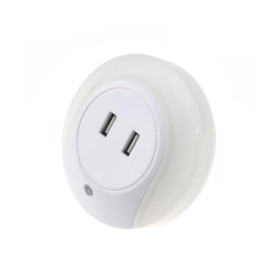 Intelligent sensor LED night light with 2 phone chargers